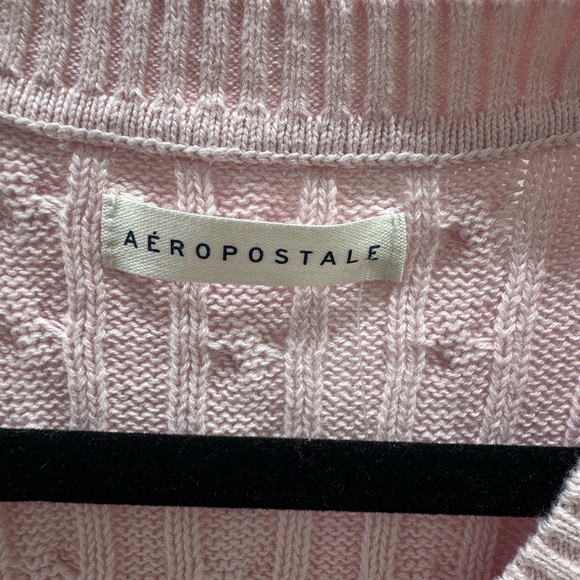 Aeropostale Pink V-Neck Cable Knit Sweater XS - Picture 7 of 7